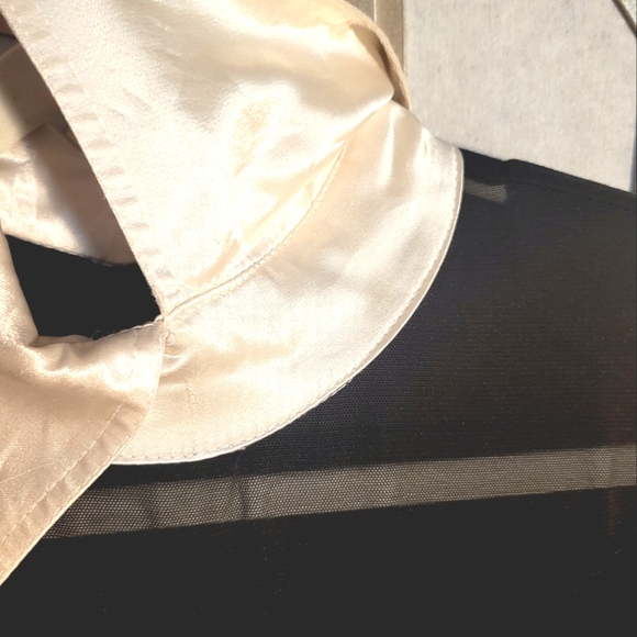 VINTAGE PATRICIA FORGEAL Mesh Sweater Dress with Satin Collar & Cuff - Picture 6 of 16